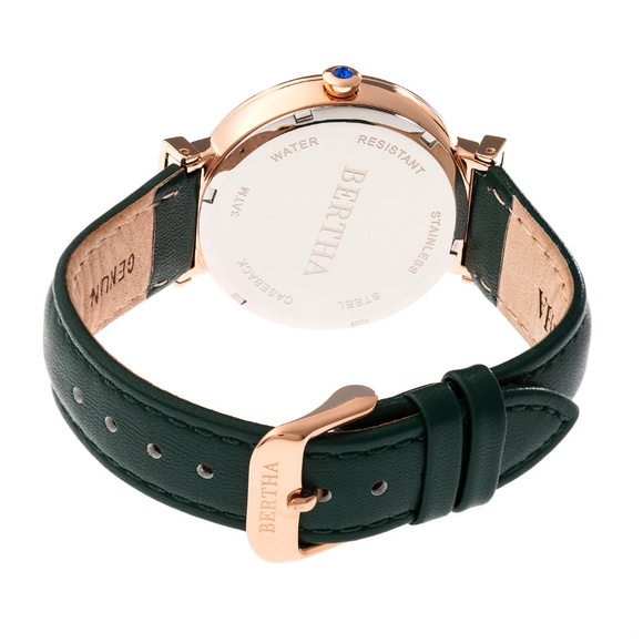 Green Genuine Leather Band Women\'s Watch